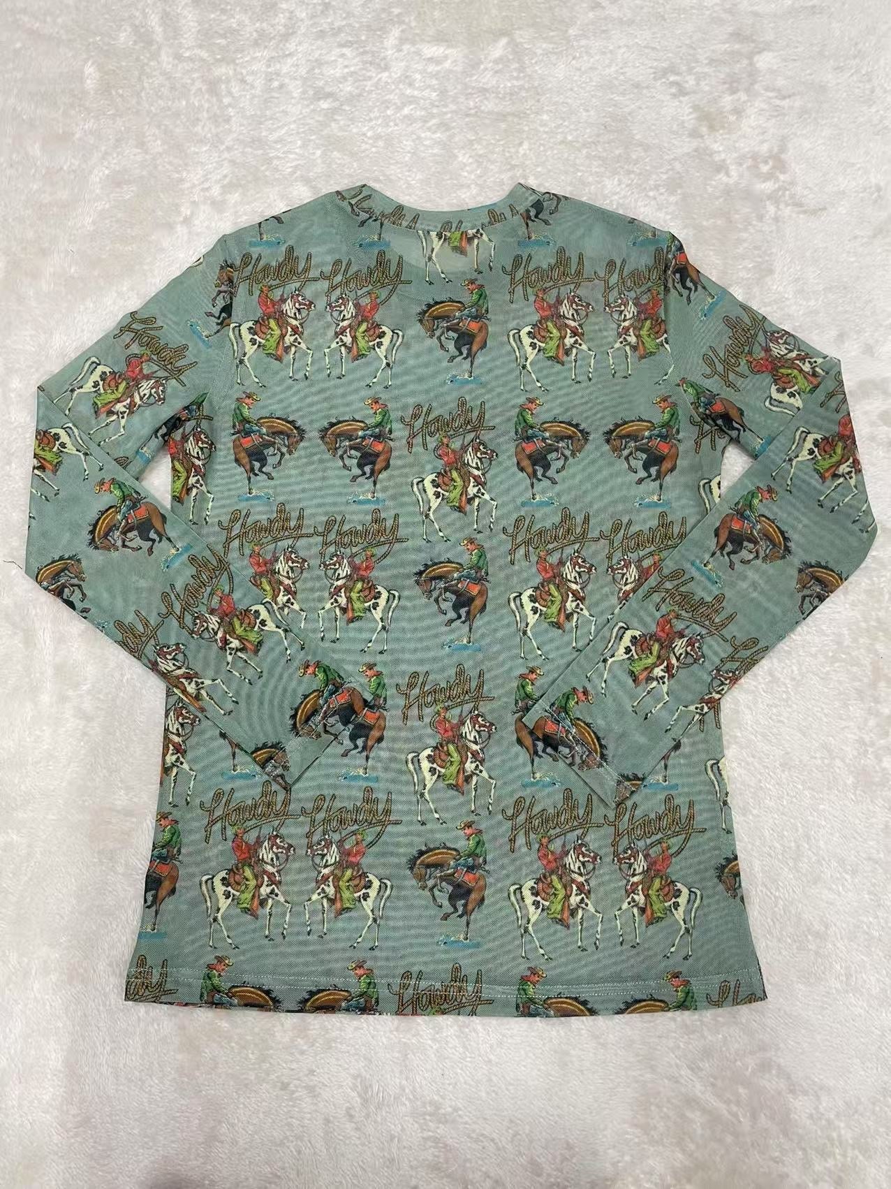 Teal Howdy - Toddler Mesh LS Top (4pcs)