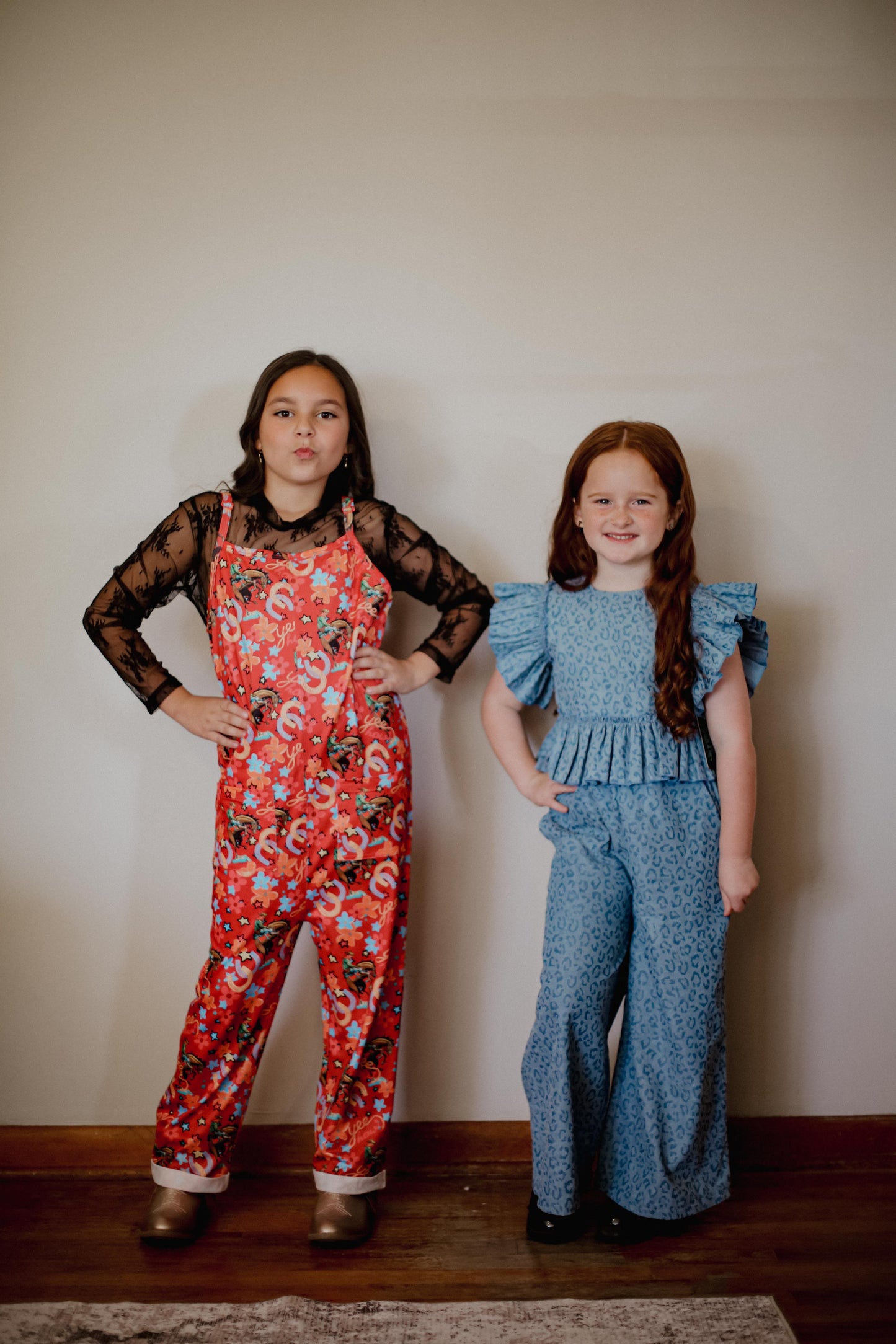 Denim Cheetah - Toddler Ruffle Pant Set (4pcs)