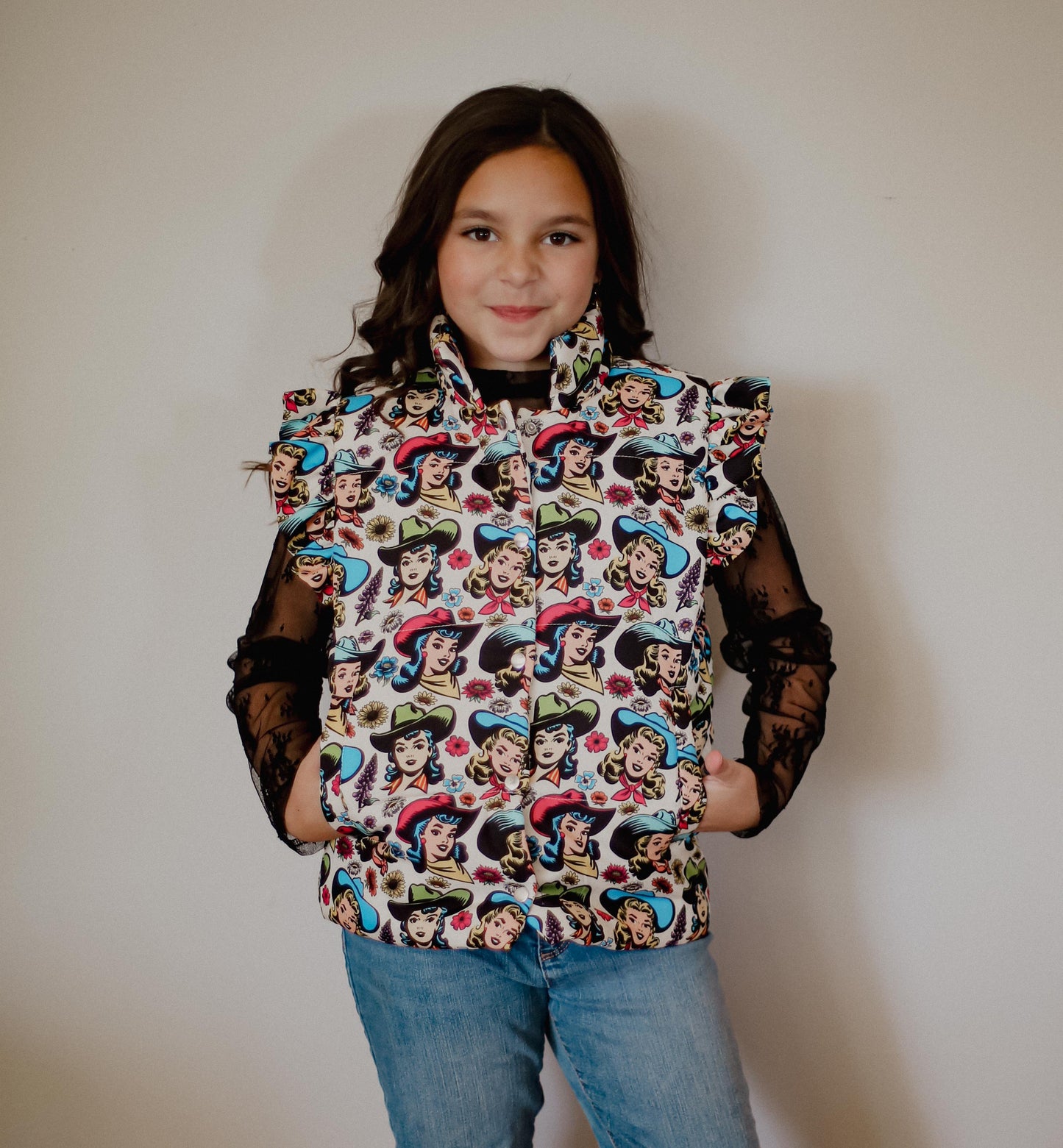 Mint Cowgirl - Toddler Ruffle Vest (4pcs)