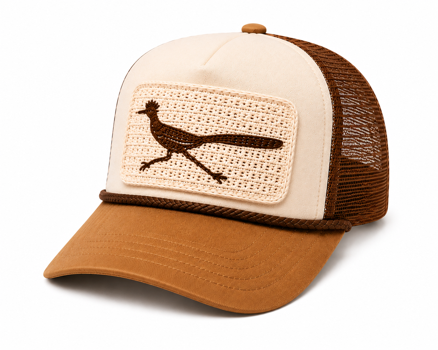Roadrunner Crochet Cream & Brown - Toddler Trucker Hat (2pcs)