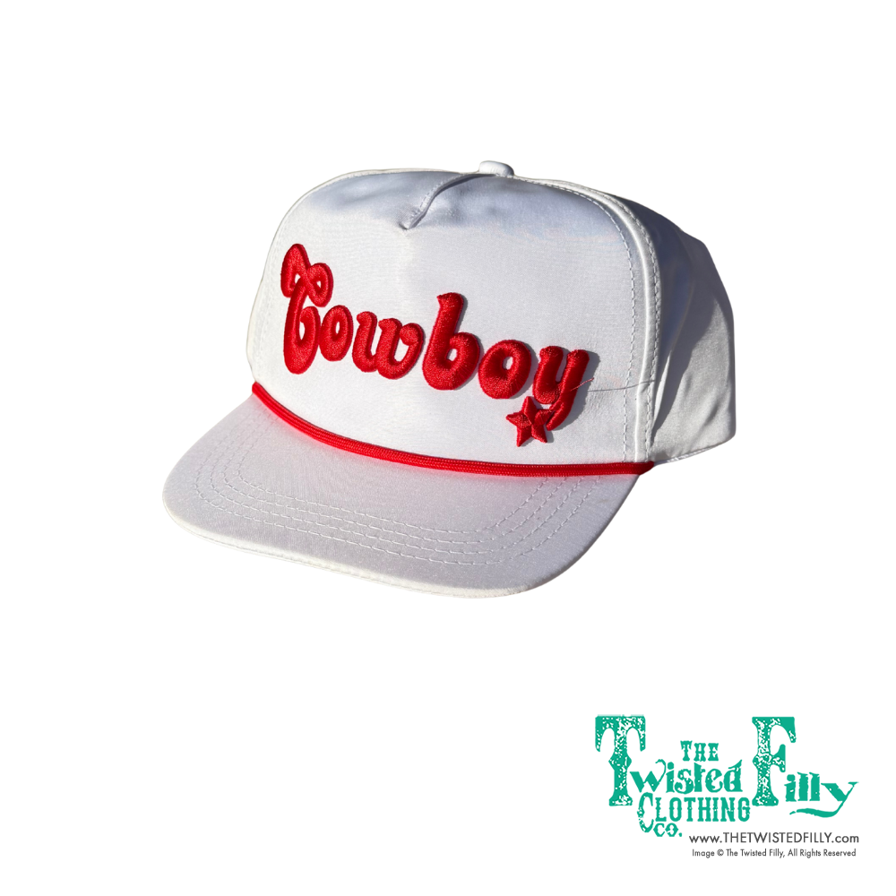 Cowboy 3D Embroidered - White w/ Red Infant Snapback Hat (2pcs)