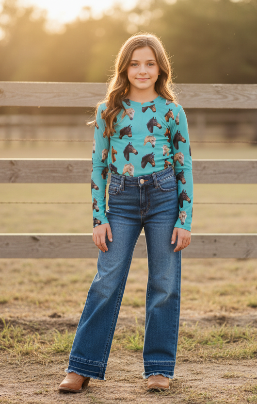 Turquoise Horse - Infant Mesh LS Top (6pcs)