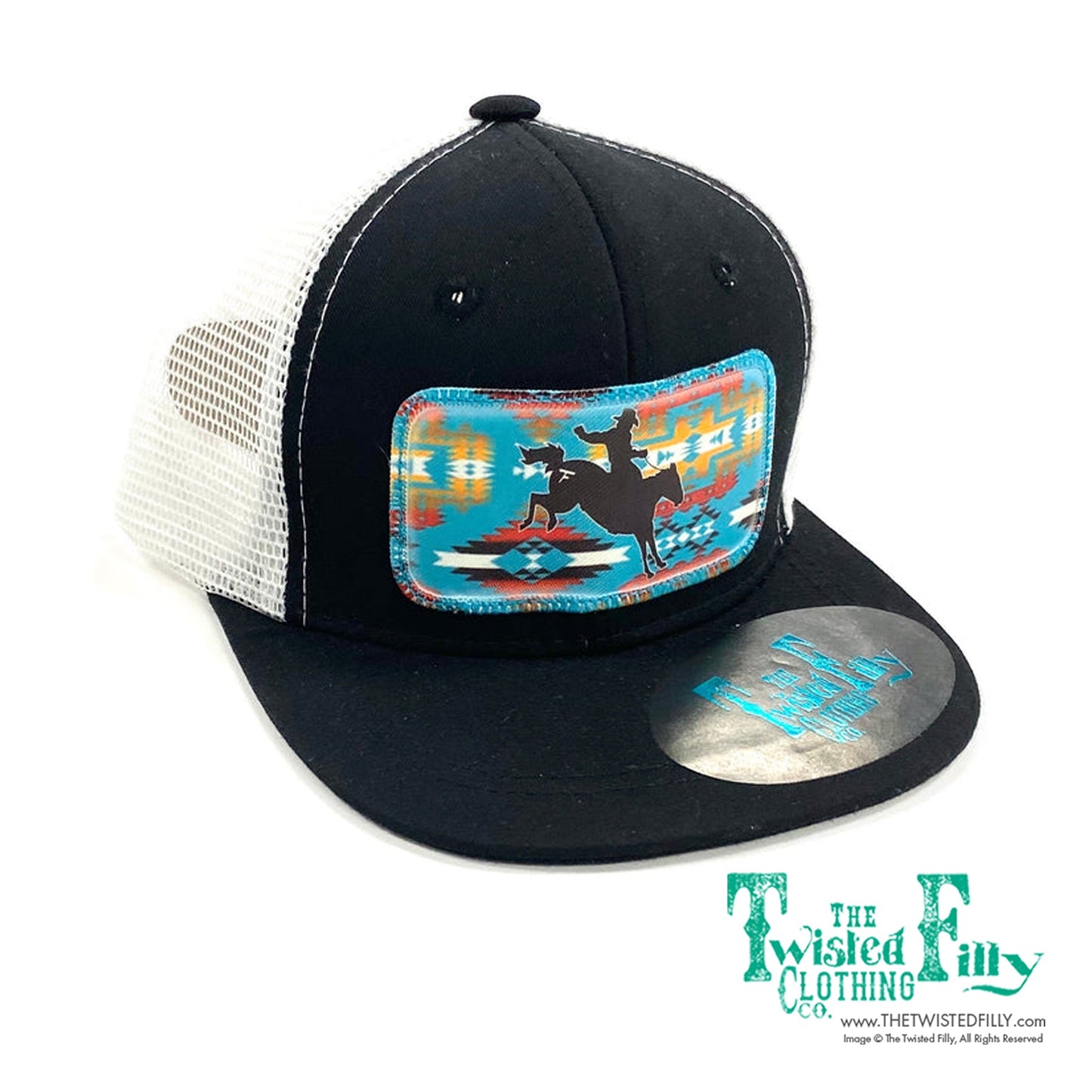 Aztec Bareback Bronc - Toddler Trucker Hat - Blk/Wht