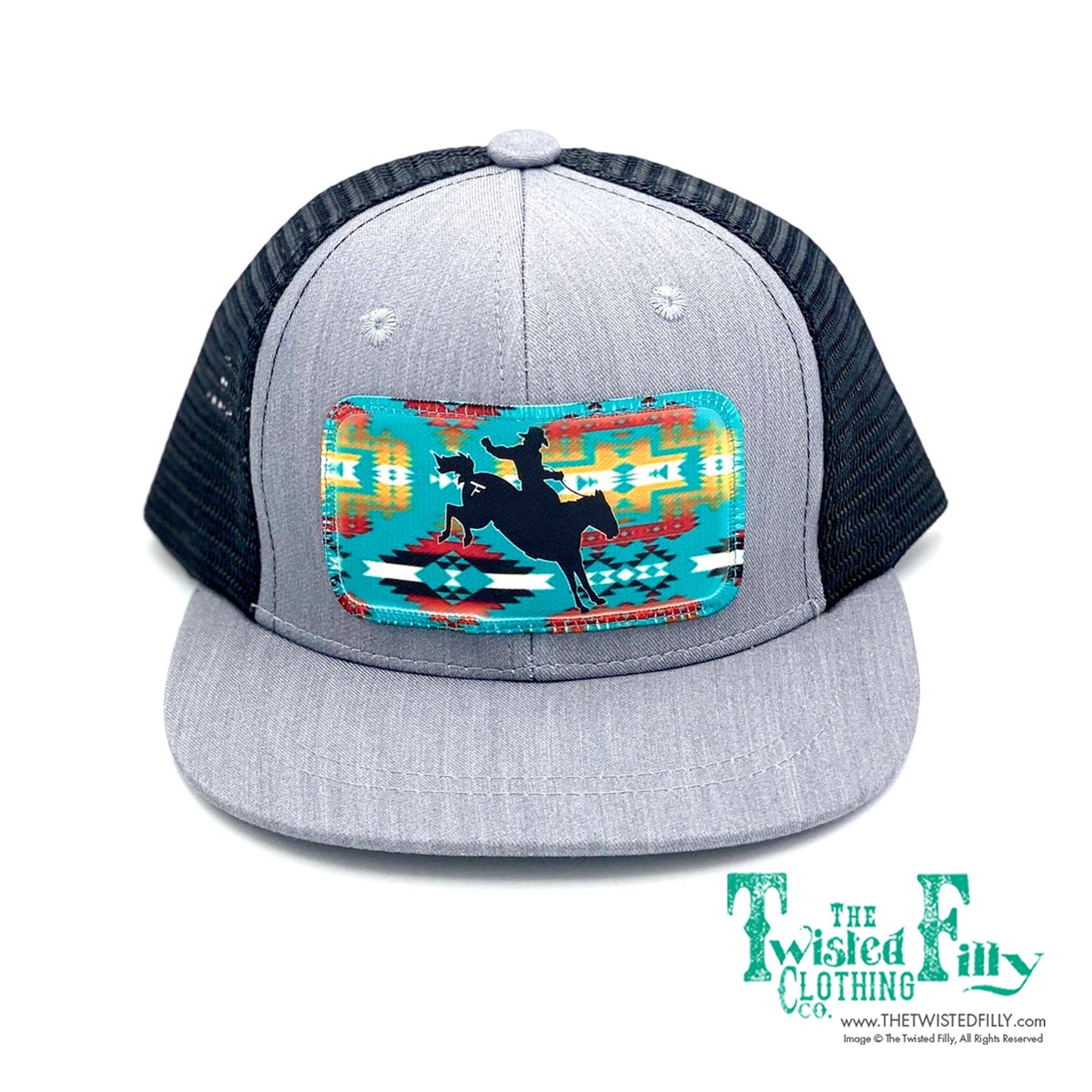 Aztec Bareback Bronc - Toddler Trucker Hat - Blk/Htr Gry