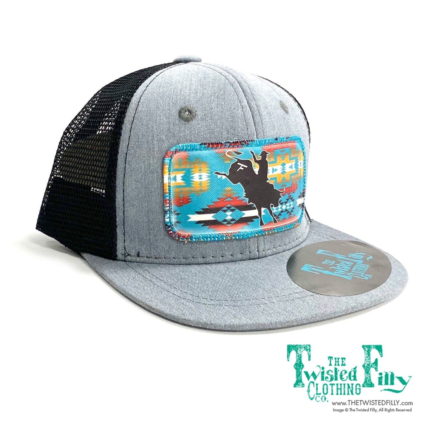 Aztec Bull Rider - Toddler Trucker Hat - Blk/Htr Gry