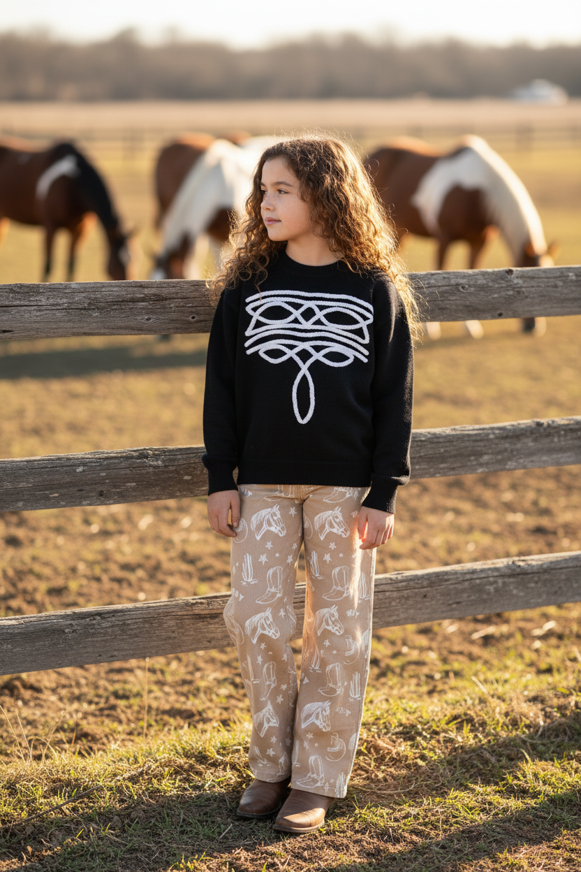 Boot Stitch - Adult Sweater - Black (7pcs)