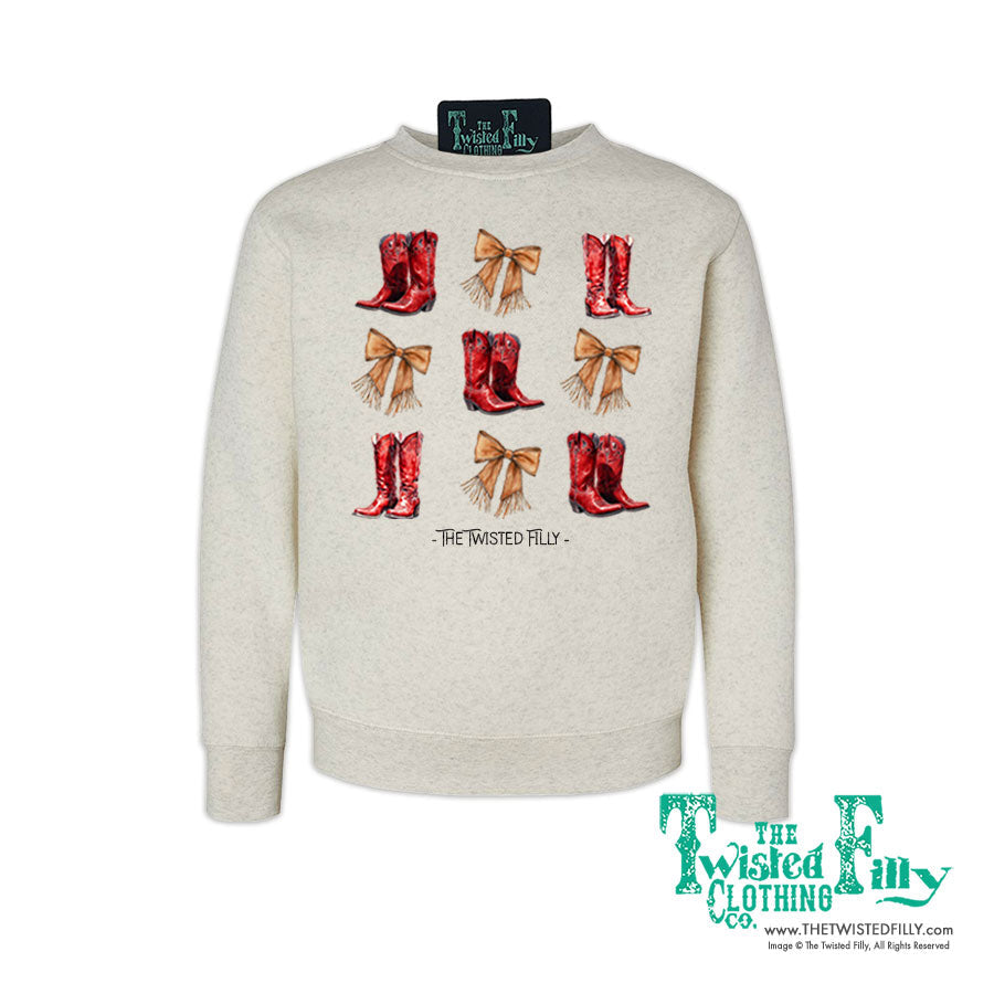 Boots & Bows - Youth Girls Sweatshirt - Oatmeal (7pcs)