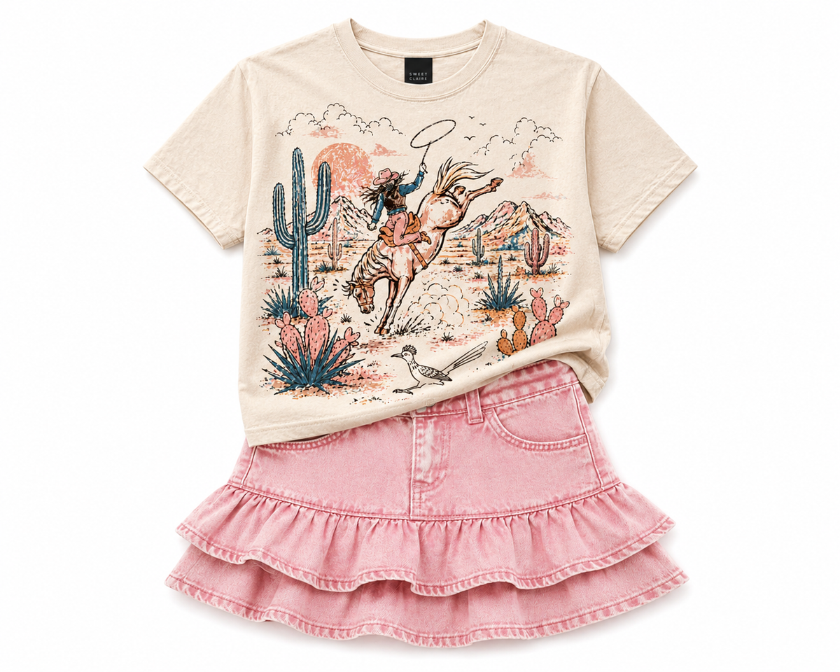 Pink Vintage Wash - Infant Light Weight Denim Ruffled Jean Skort (6pcs)