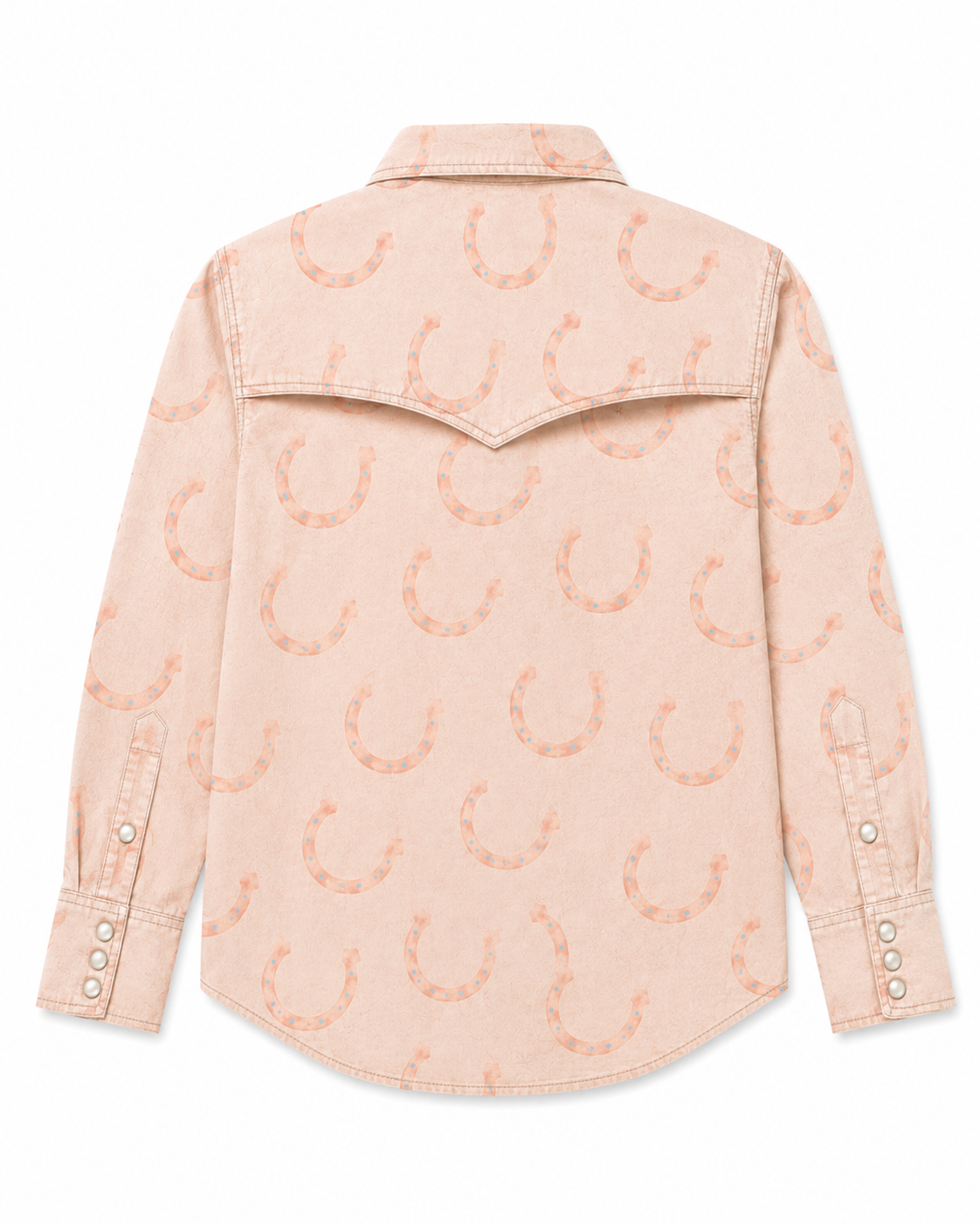 Pink & Cream Horse Shoe LS Pearl Snap Vented Performance Shirt- Toddler LS Pearl Snap Vented Performance Shirt (6pcs)