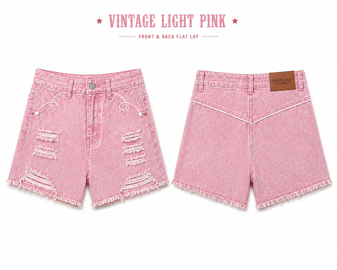 Vintage Pink Wash - Youth High Waisted Light Weight Denim (6pcs)