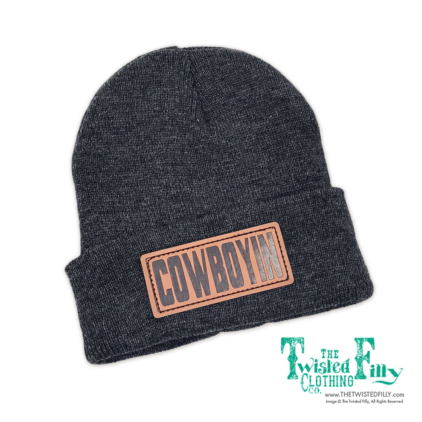 Cowboyin' Leather Patch Kids Beanie