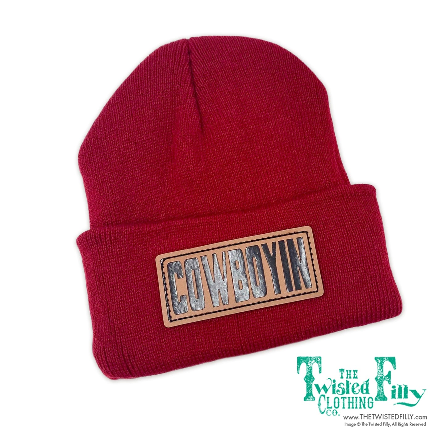 Cowboyin' Leather Patch Kids Beanie