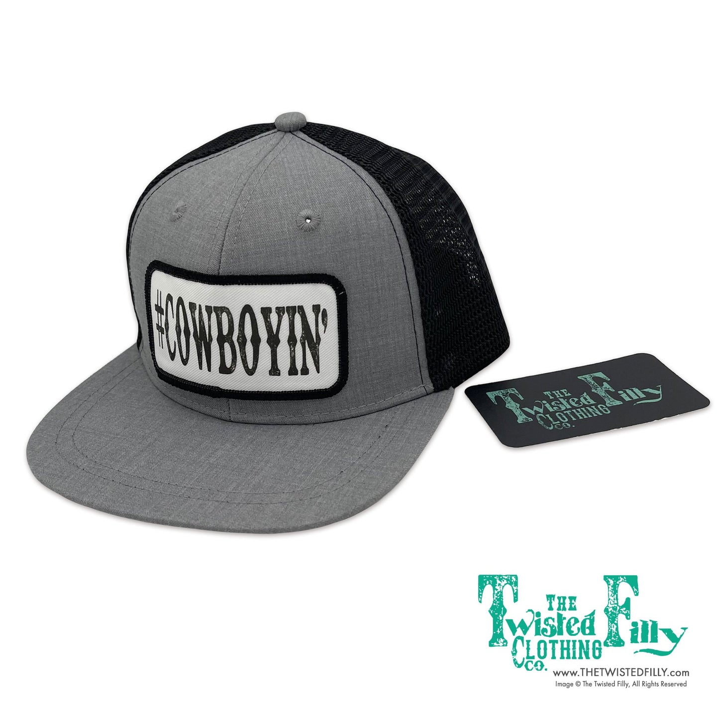 #Cowboyin’ - Toddler Trucker Hat - Blk/Htr Gry