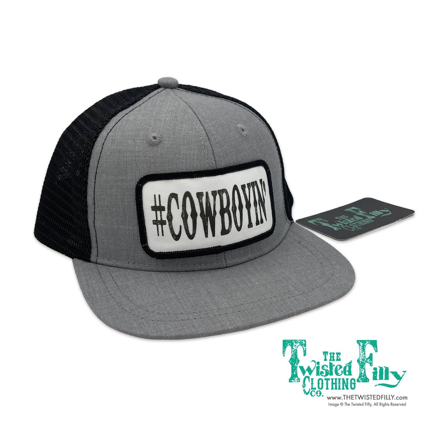 #Cowboyin’ - Toddler Trucker Hat - Blk/Htr Gry