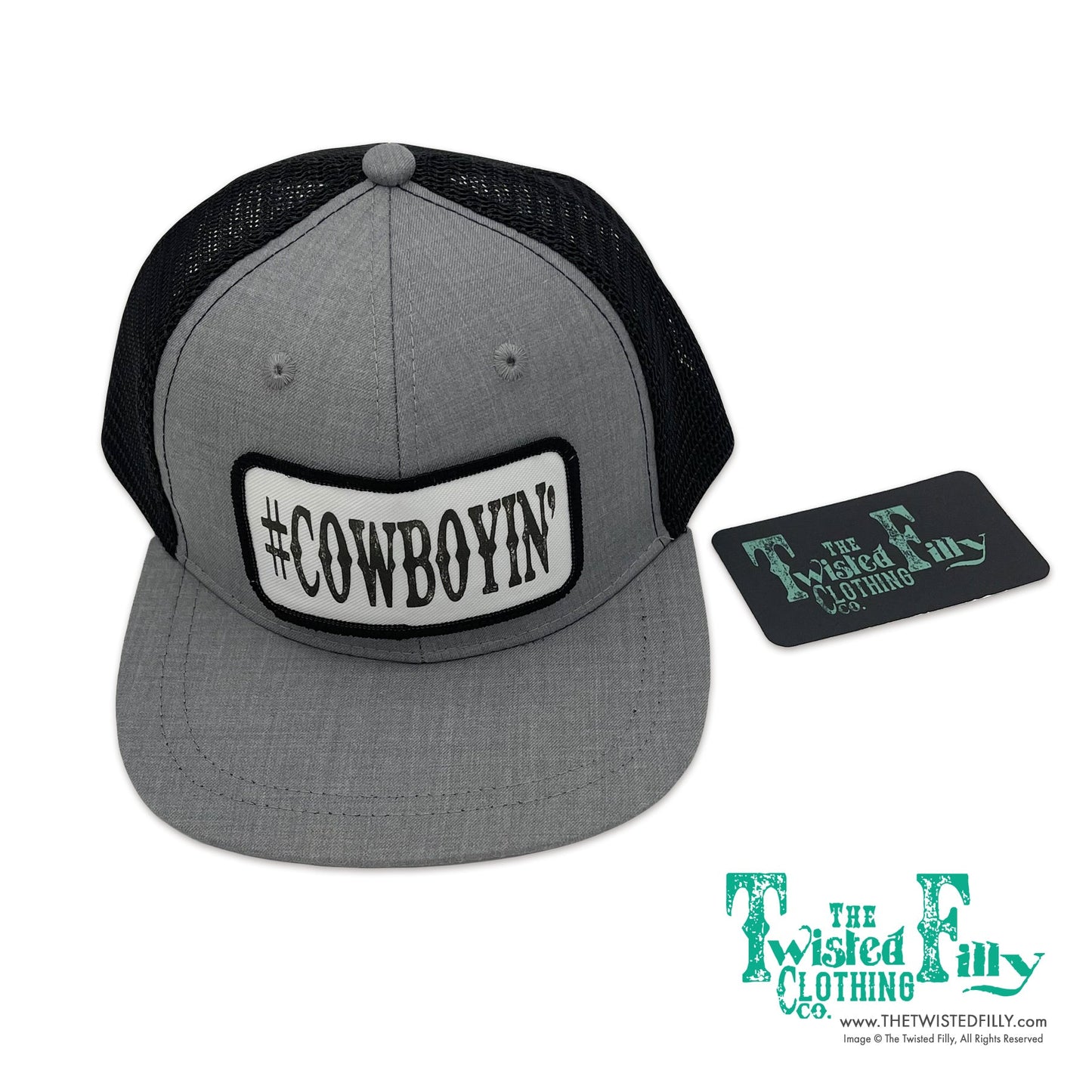#Cowboyin’ - Toddler Trucker Hat - Blk/Htr Gry