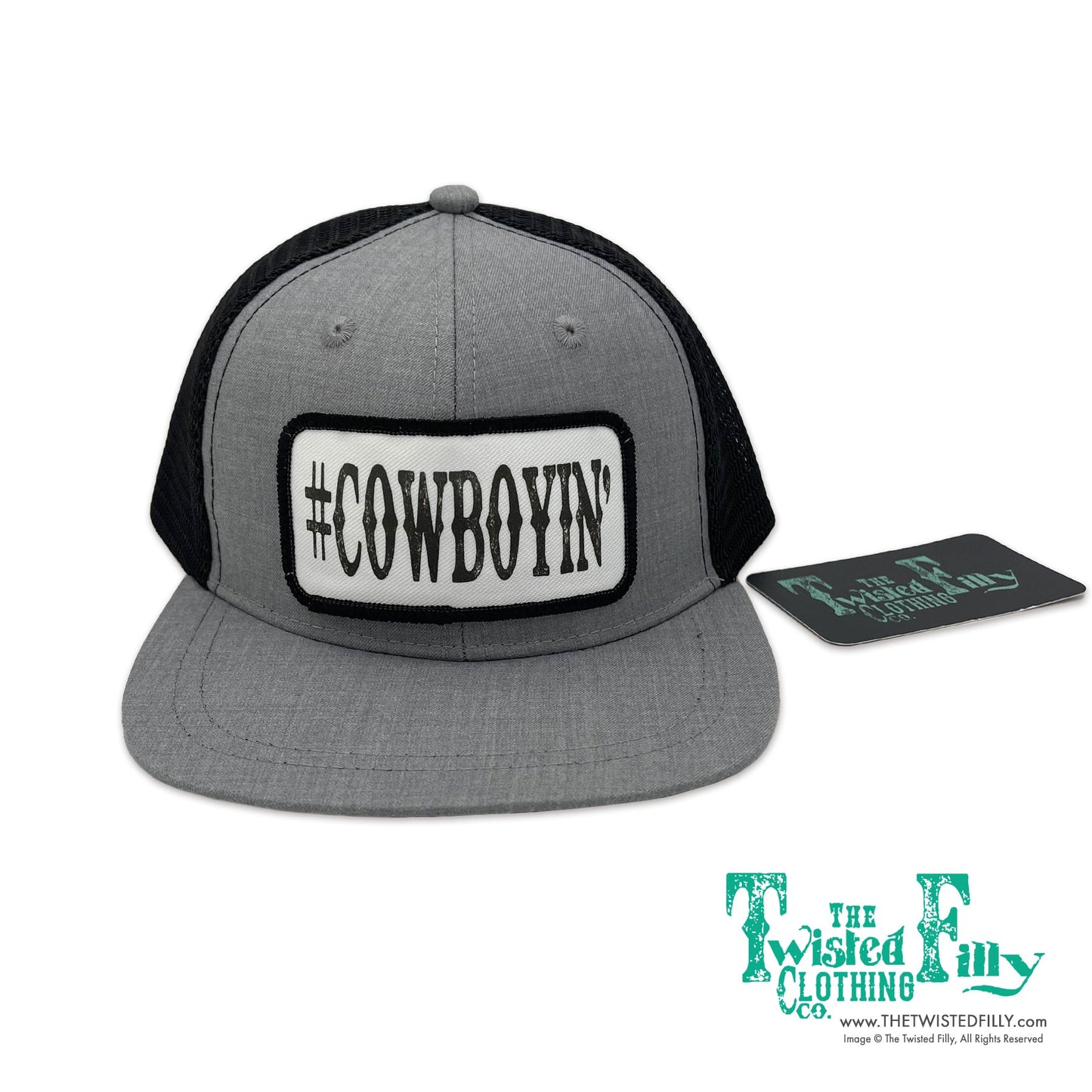 #Cowboyin’ - Toddler Trucker Hat - Blk/Htr Gry