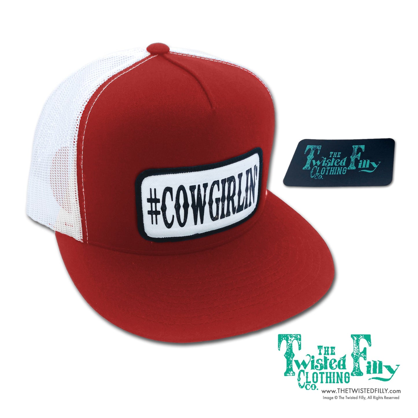 #Cowgirlin' - Toddler Trucker Hat - Red & White