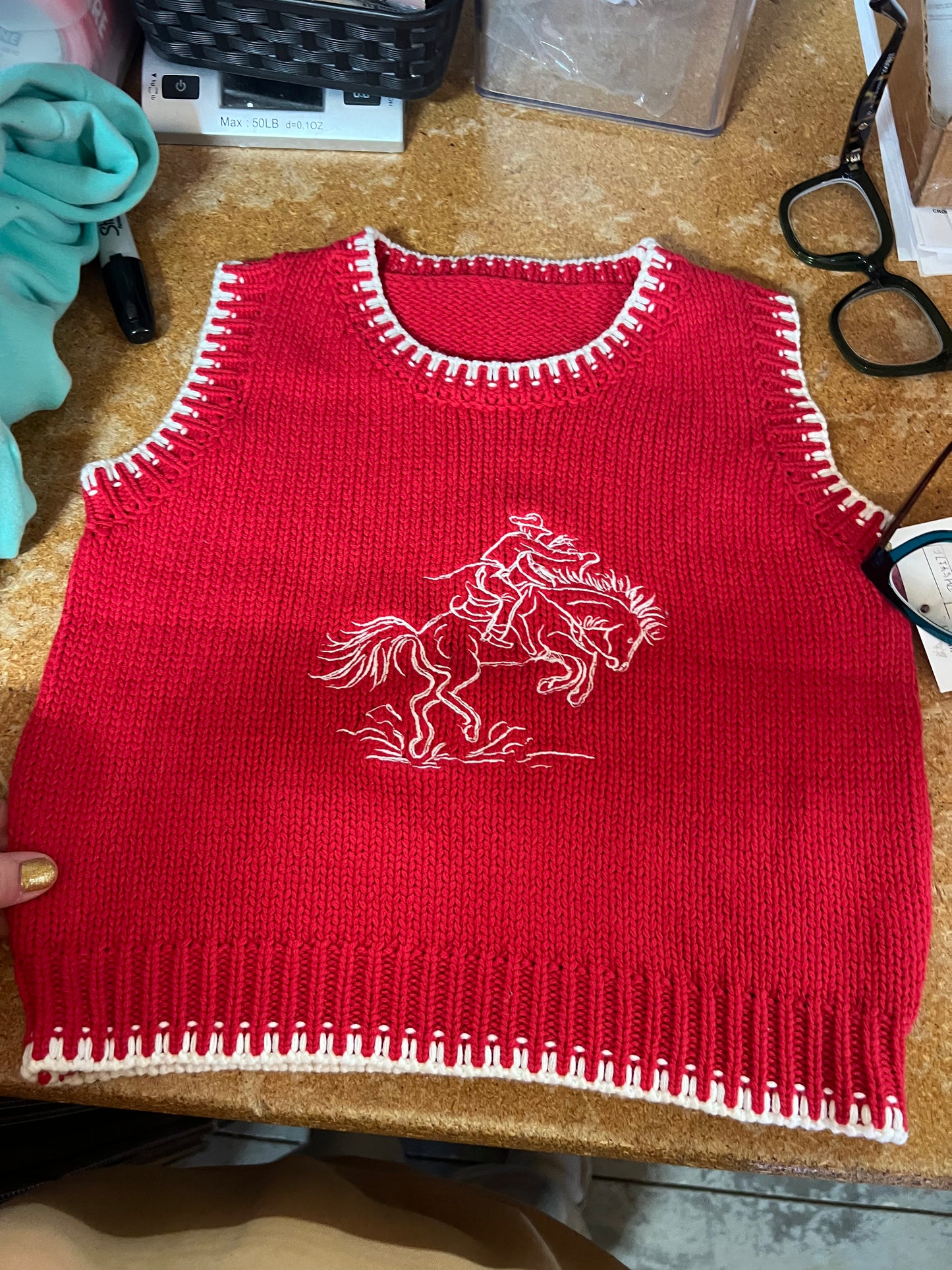 Red Bucking Horse - Youth Sweater Vest (6pcs)
