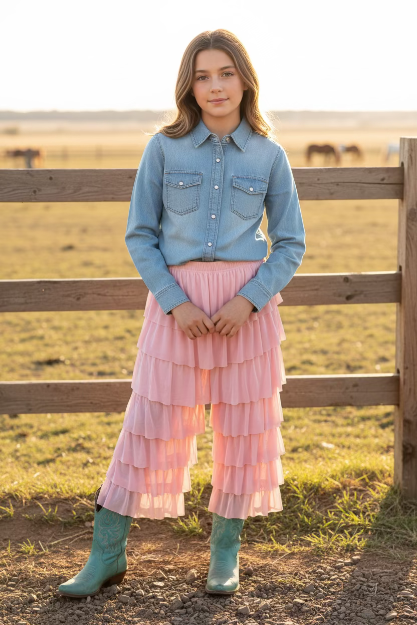 Pink Mesh - Toddler Ruffle Pant (4pcs)