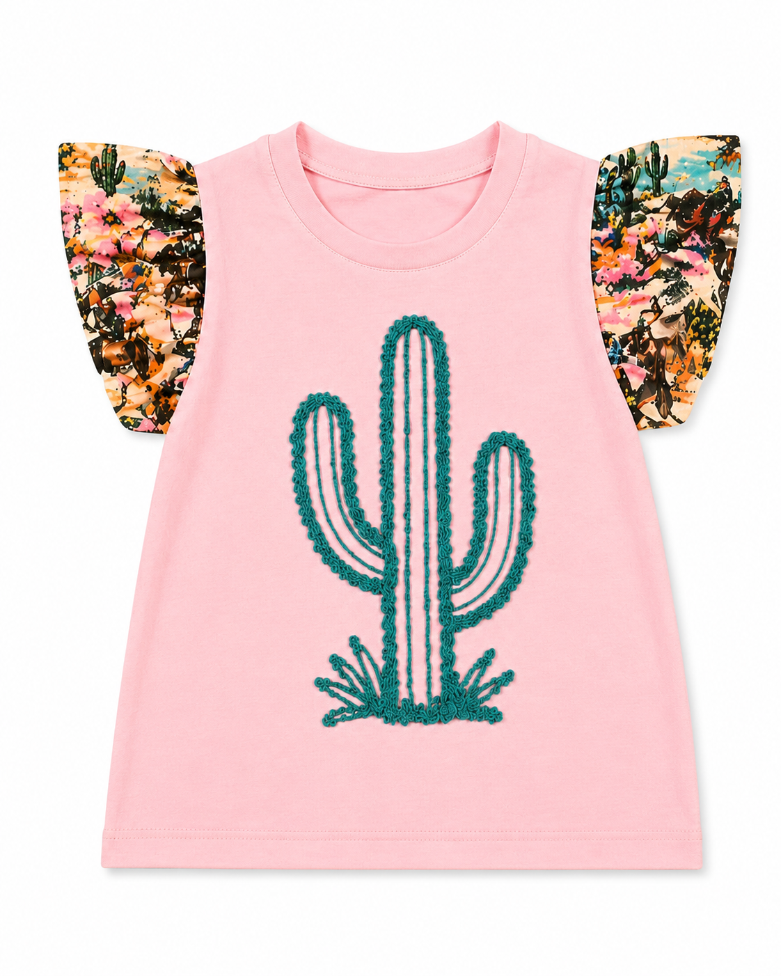 Pink Western Collage - Toddler Ruffle Eyelet Sleeve Tee (6pcs)