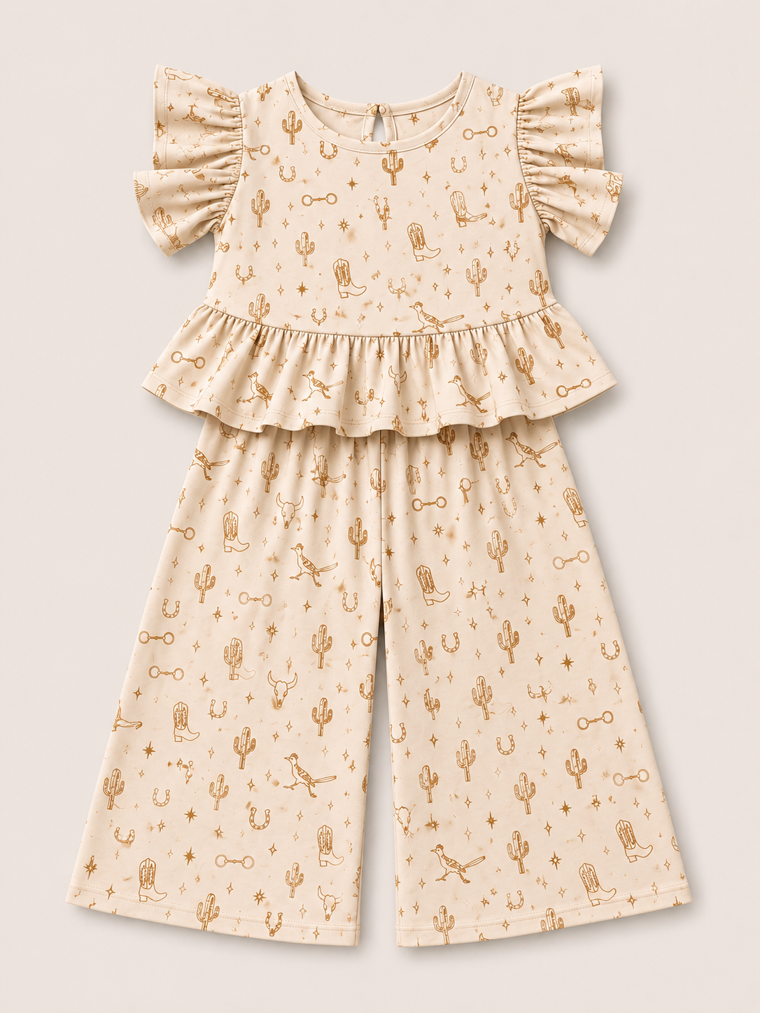 Cream & Camel Desert Things- Infant Ruffle Pant Set (6pcs)