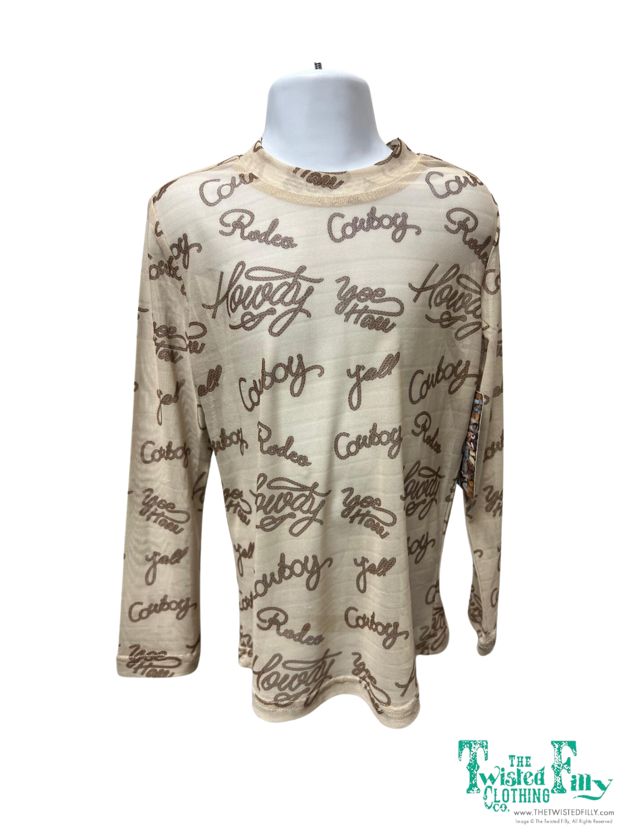 Toddler LS Mesh Top - Lasso Text (4pcs)