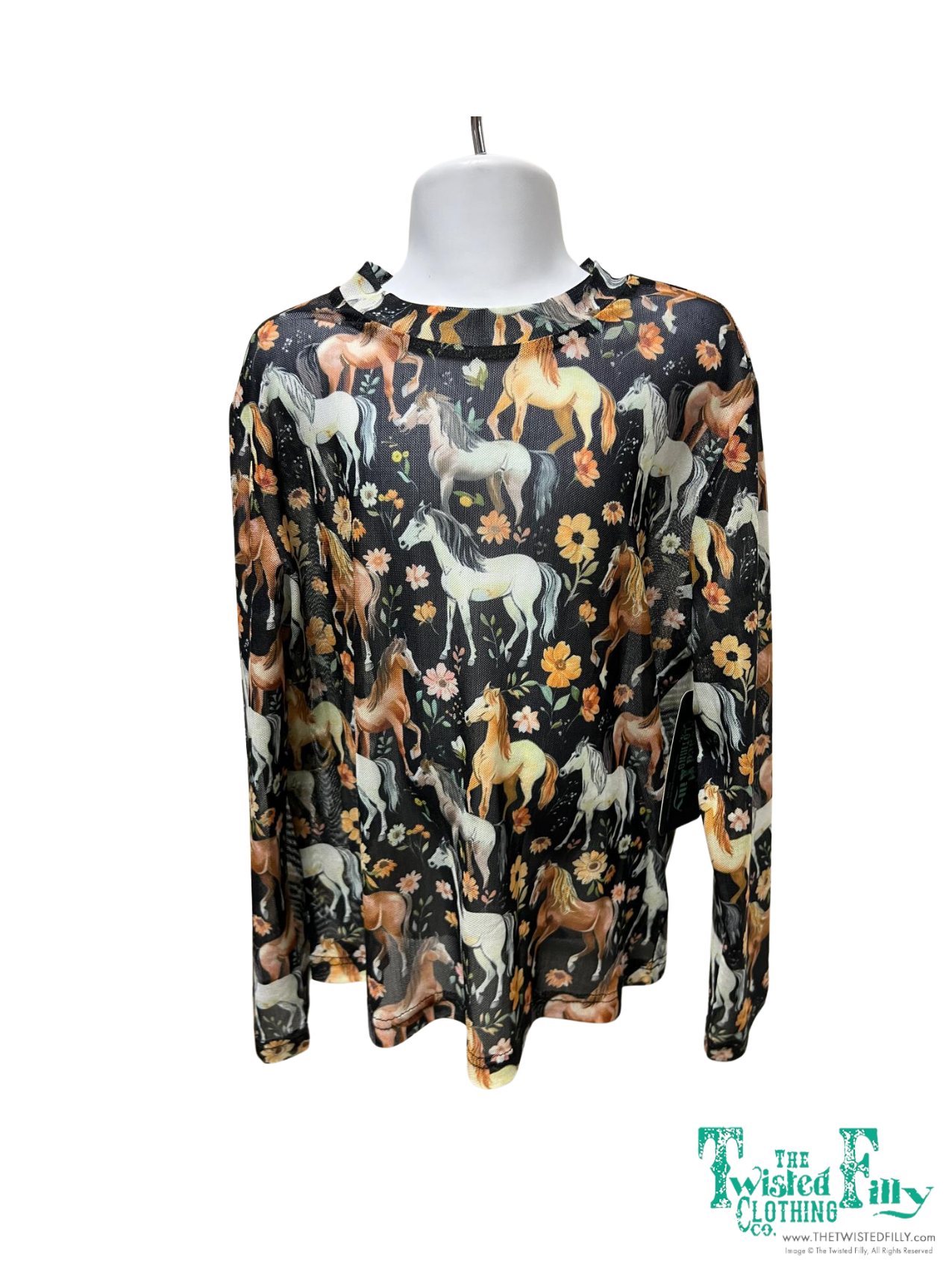 Toddler LS Mesh Top - Horse Floral (4pcs)