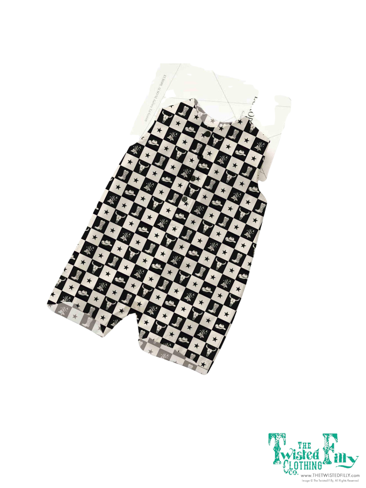 Infant Sleeveless Short Romper - Western Black Check (6pcs)