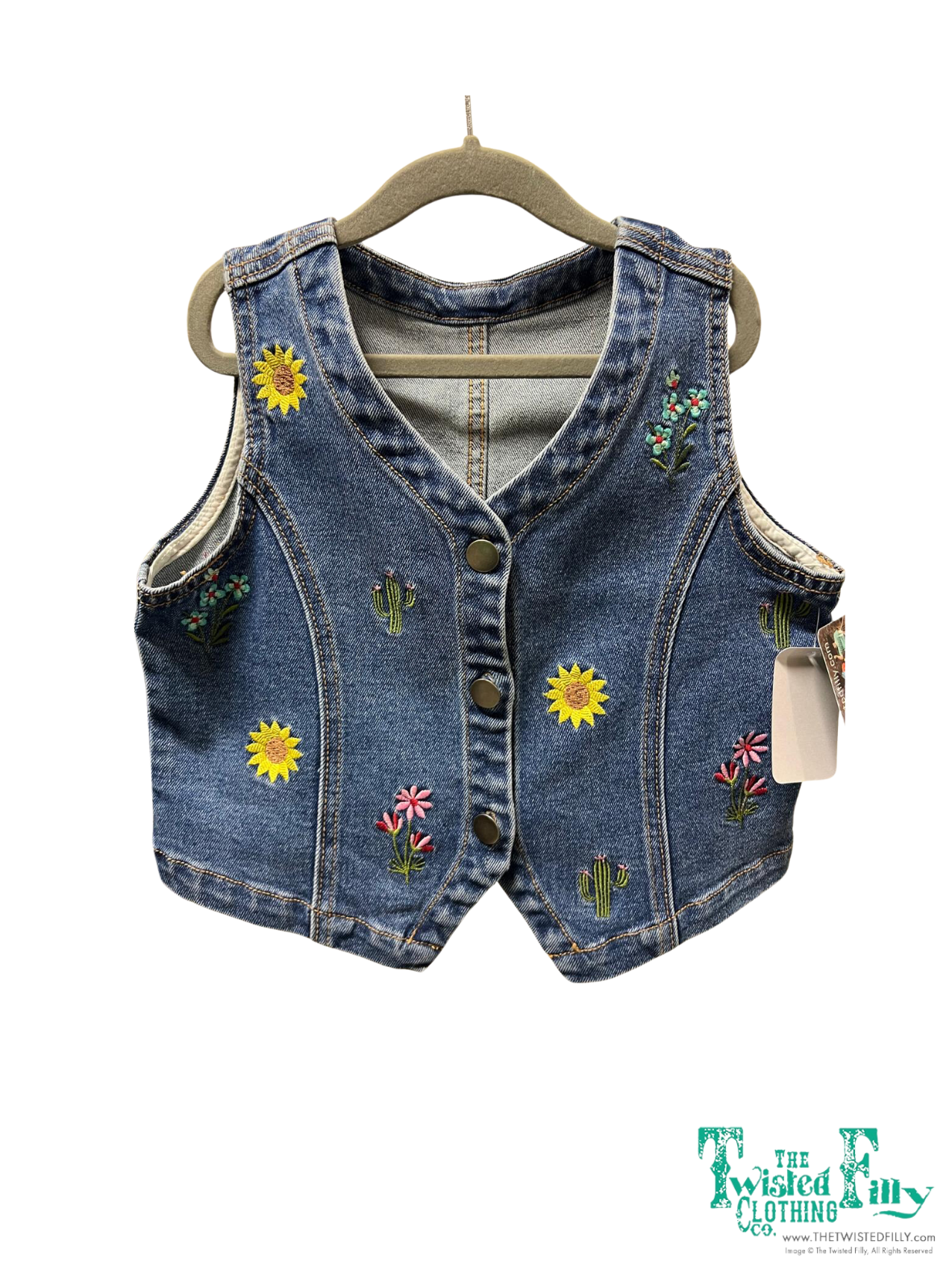Denim Embroidery -Toddler Denim Vest (4pcs)