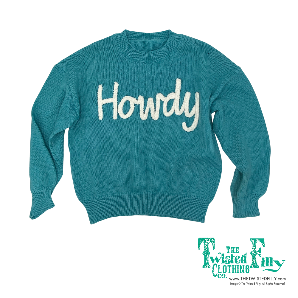 Turquoise Howdy Upper Case - Youth Sweater (6pcs)