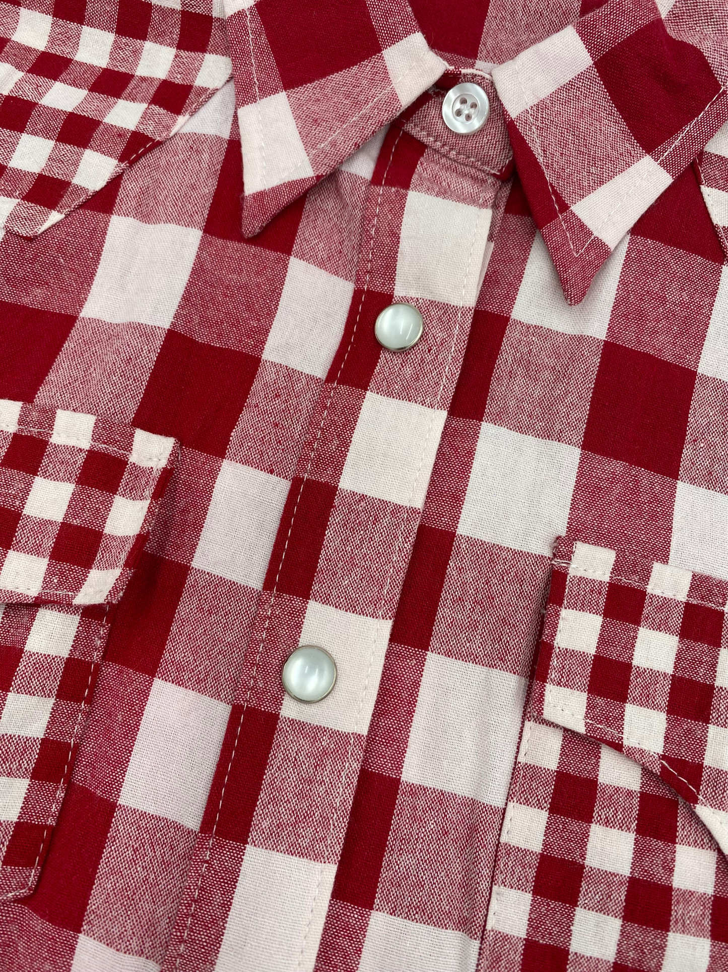 Red Mixed Gingham - Youth LS Pearl Snap