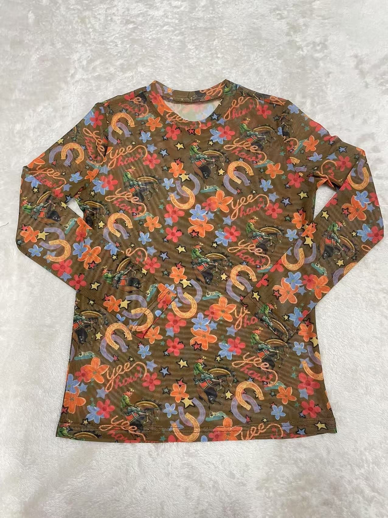 Brown Yee Haw - Toddler Mesh LS Top (4pcs)