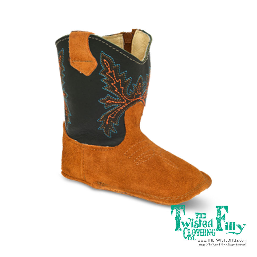 Genuine Leather Infant Kids Western Boots Copper Spur