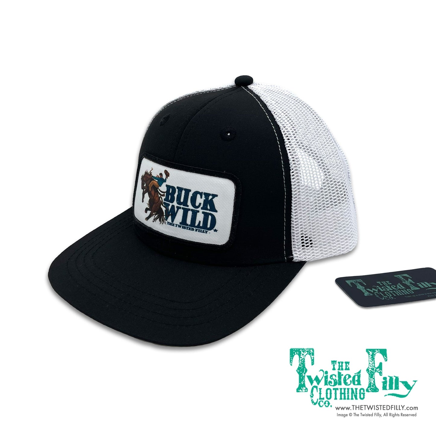 Buck Wild - Youth / Adult Snapback Hat - Black/White (2pcs)
