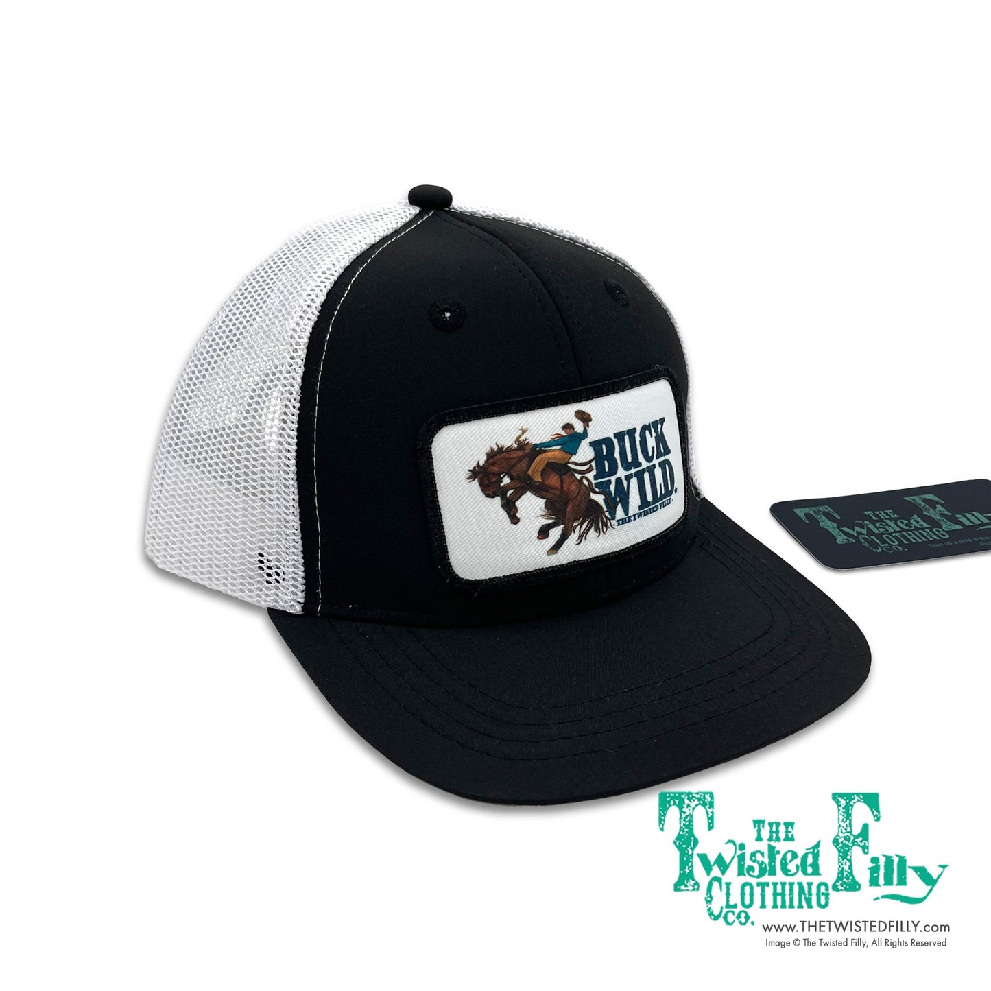 Buck Wild - Youth / Adult Snapback Hat - Black/White (2pcs)