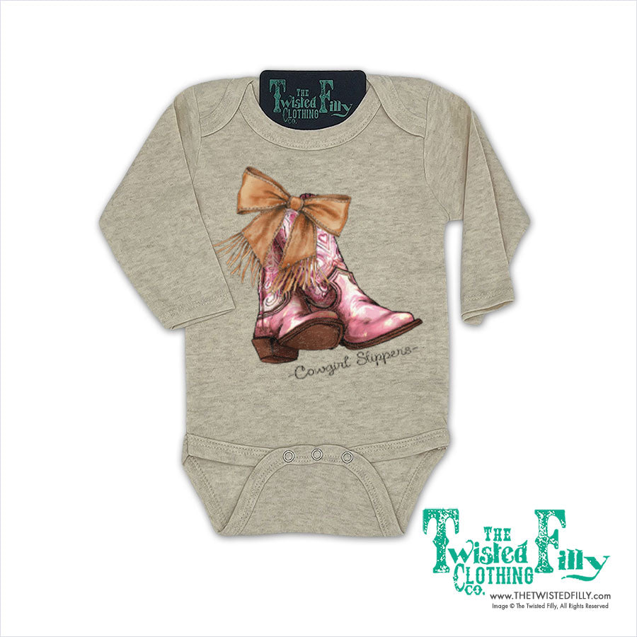 Cowgirl Slippers - Infant One Piece - Oatmeal (6 Pcs)