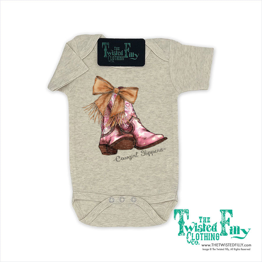 Cowgirl Slippers - Infant One Piece - Oatmeal (6 Pcs)