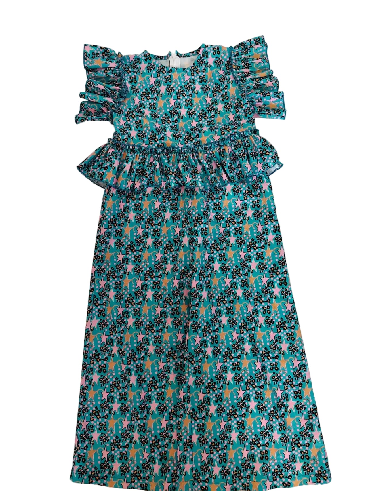 Turquoise Cheetah Star - Toddler Ruffle Pant Set (4pcs)