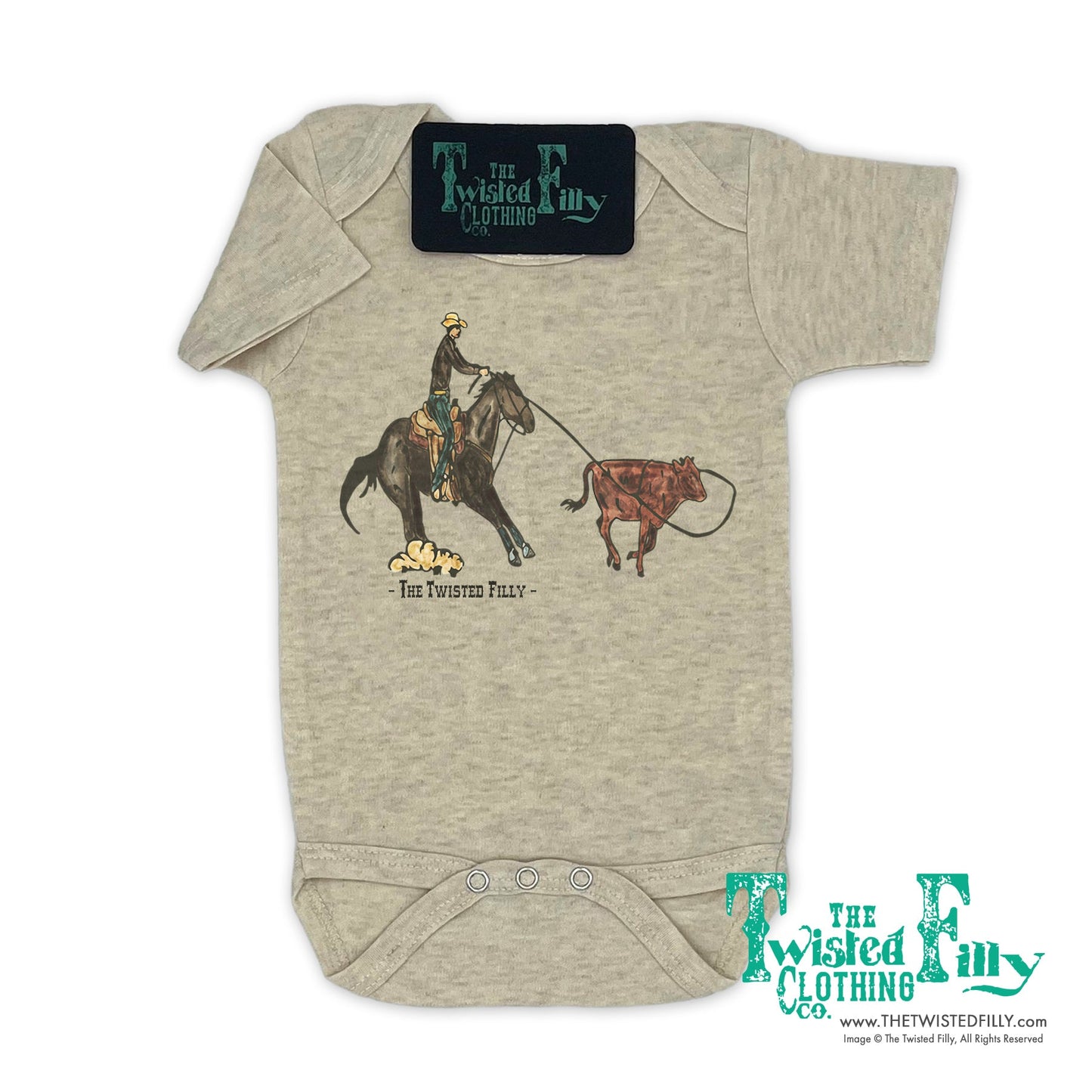 End Of The Line Calf Roper - S/S Infant One Piece - Oatmeal (6pcs)