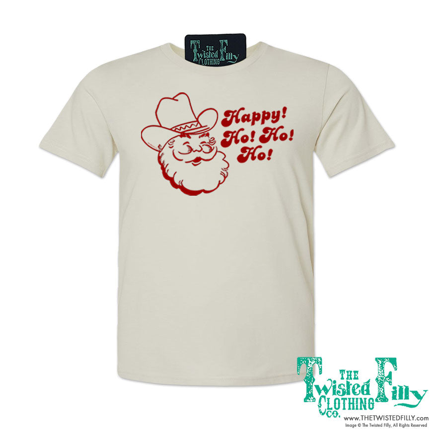 Happy Ho Ho Ho Christmas Cowboy Santa - S/S Adult Crew Neck Unisex Tee (7 Pcs)