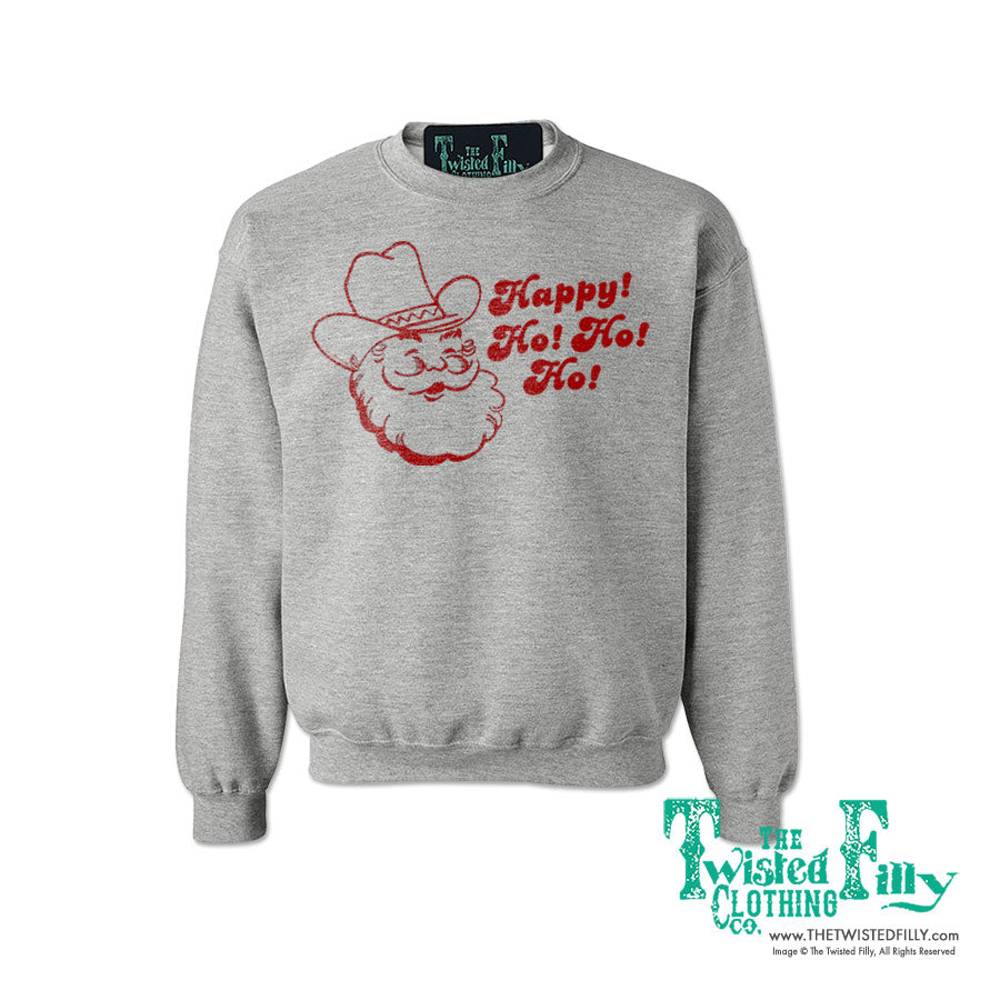 Happy Ho Ho Ho Christmas Cowboy Santa - Adult Unisex Sweatshirt (7 Pcs)