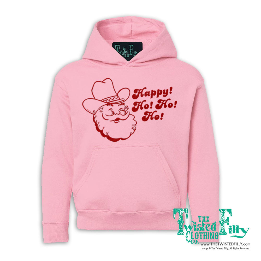 Happy Ho Ho Ho Christmas Cowboy Santa - Youth Hoodie (7 Pcs)
