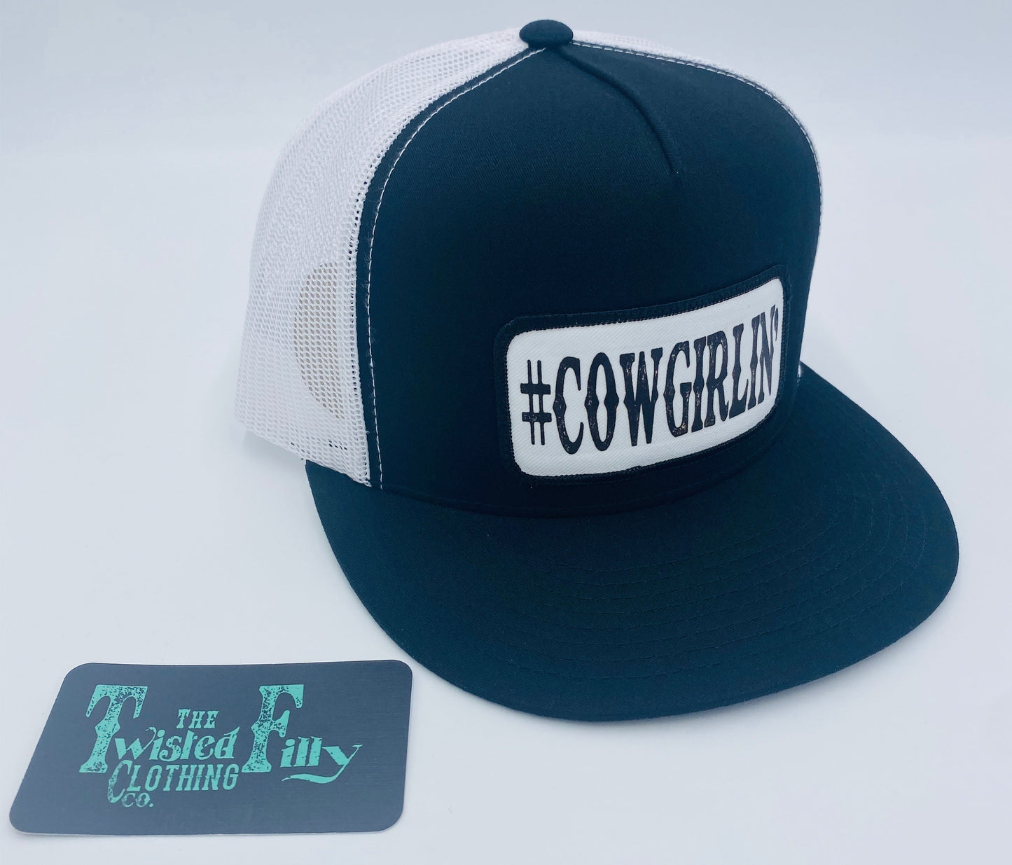 #Cowgirlin' - Toddler Trucker Hat - Black & White