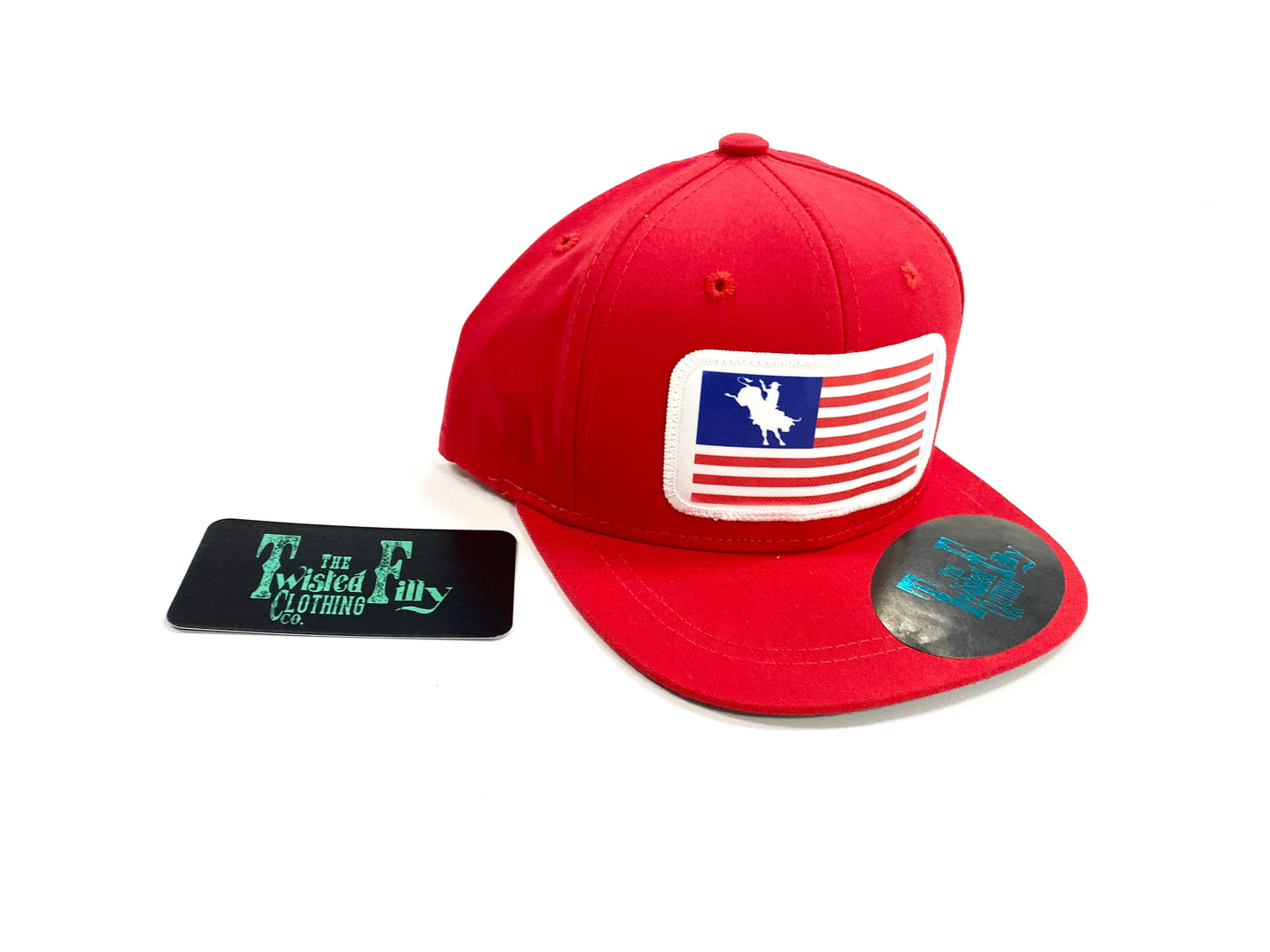 Flag Bull Rider - Toddler Snapback Hat - Red (2pcs)