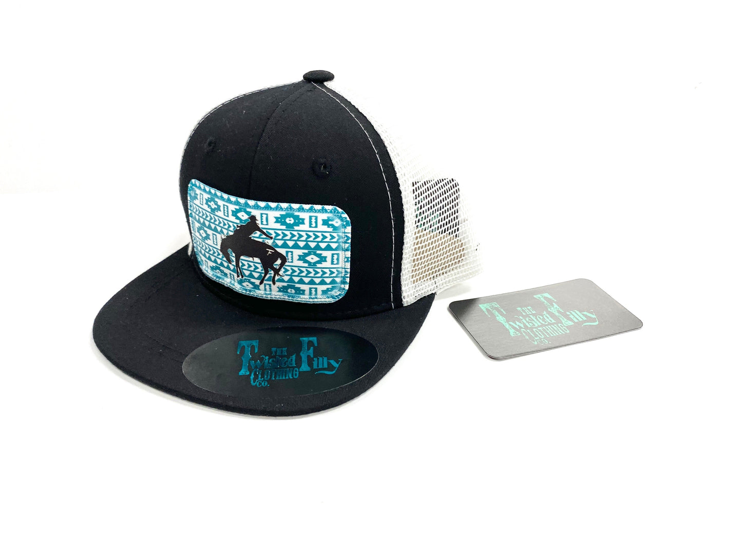 Southwest Saddle Bronc - Youth/Adult Trucker Hat - Black/White