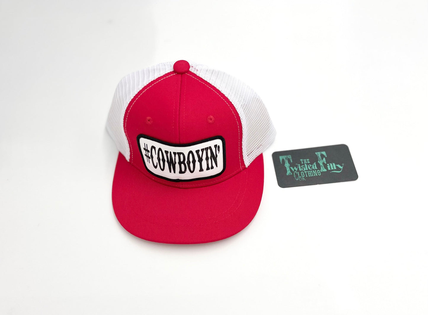 #Cowboyin’ - Toddler Trucker Hat - Red/Wht