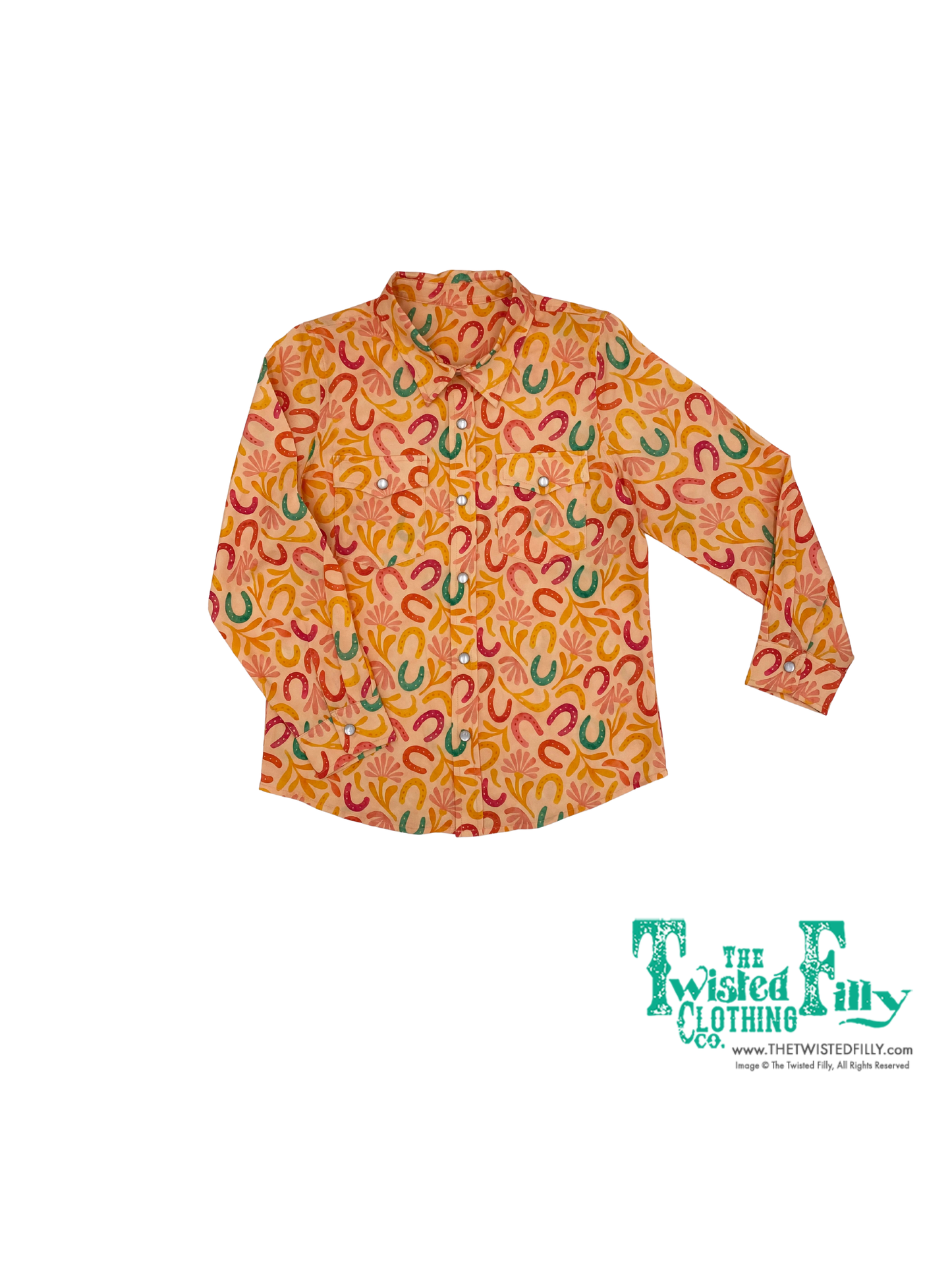 Orange Horse Shoe - Toddler LS Pearl Snap (4pcs)