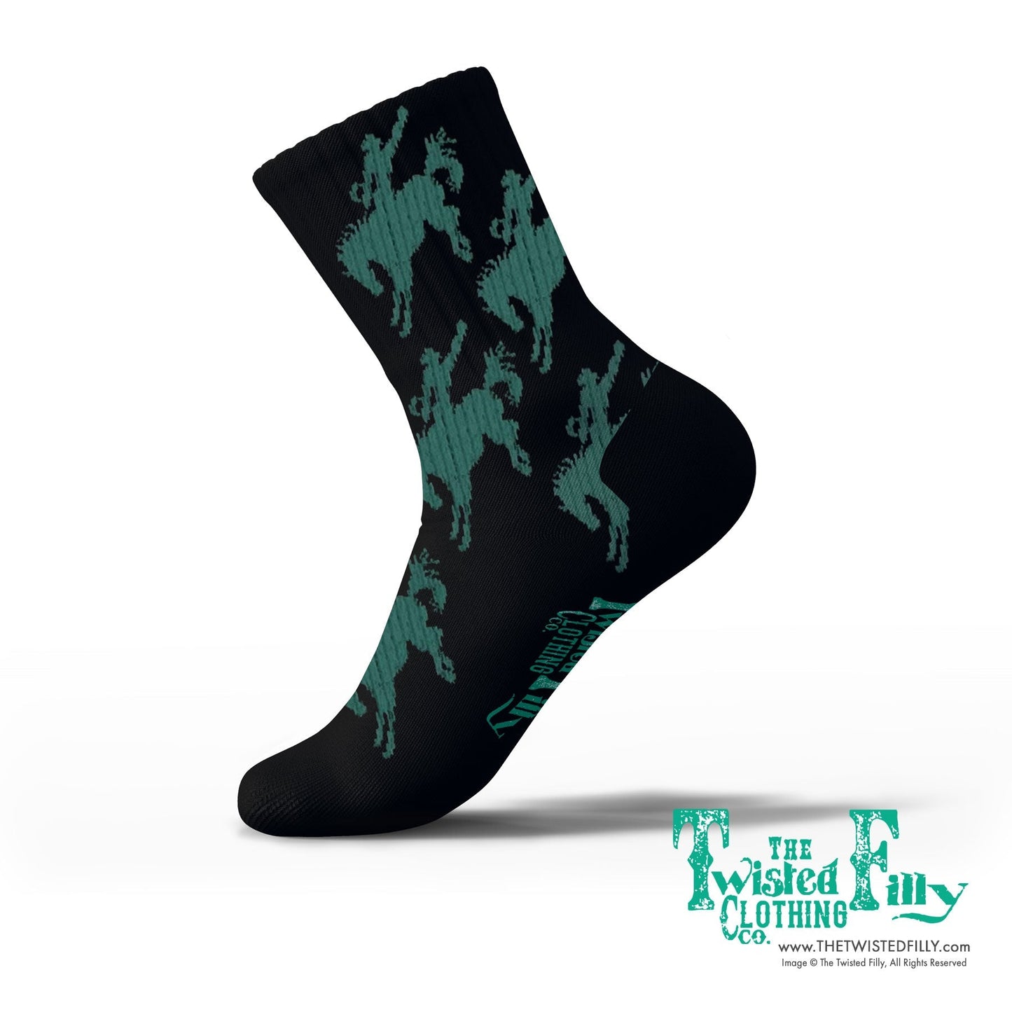 Bronc Rider Toddler Socks - Black / Turquoise