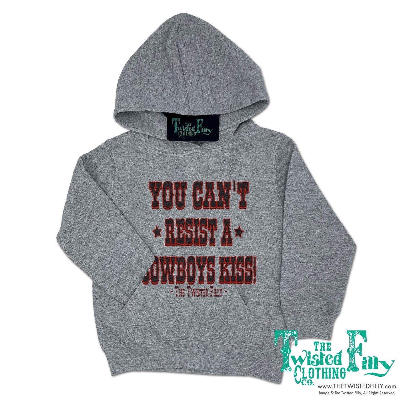 You Can't Resist A Cowboys Kiss - Youth Hoodie - Gray (7pcs)