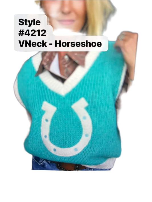 Turquoise Horse Shoe - Youth Sweater Vest (6ps)